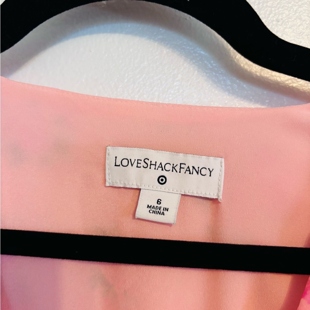 Loveshackfancy x target pink floral romantic dress with puff sleeves and ruffle - Picture 4 of 5